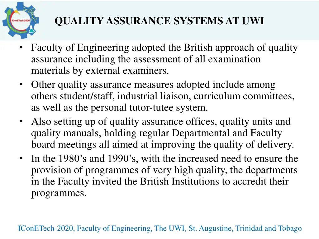 quality assurance systems at uwi