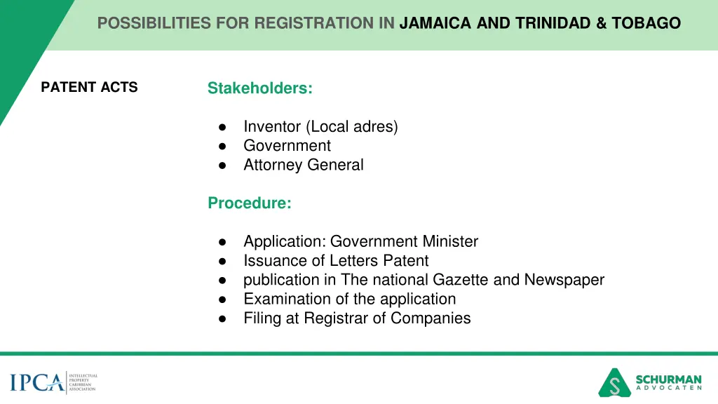 possibilities for registration in jamaica