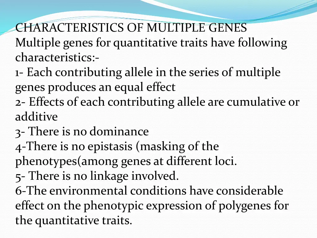 characteristics of multiple genes multiple genes