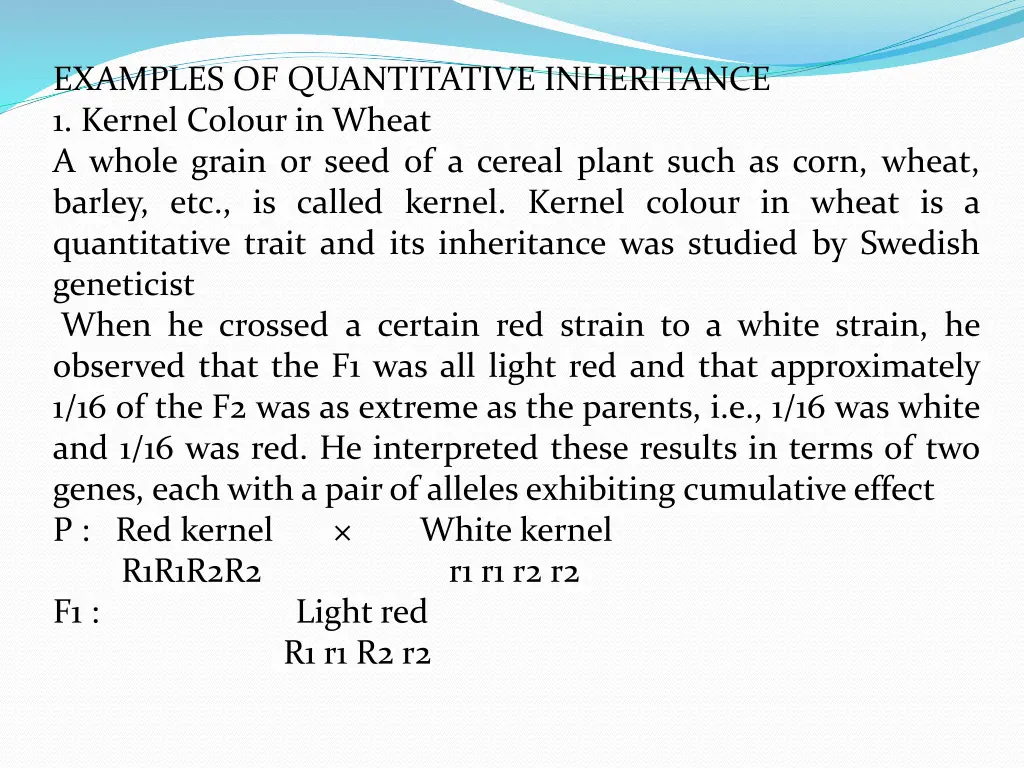 examples of quantitative inheritance 1 kernel