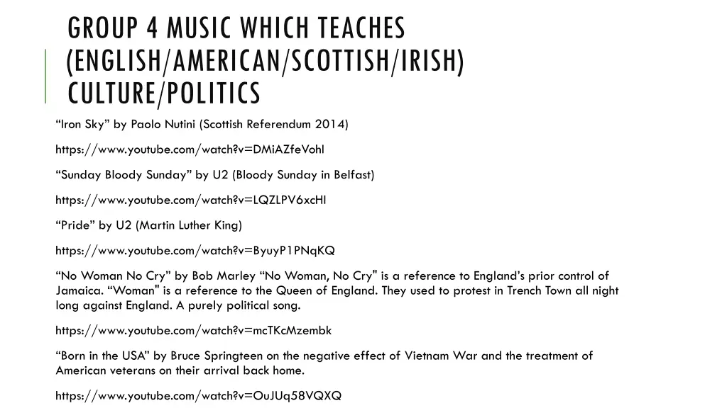 group 4 music which teaches english american