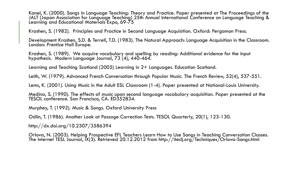 kanel k 2000 songs in language teaching theory