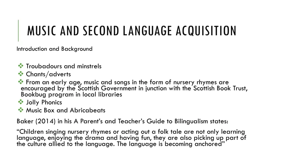 music and second language acquisition