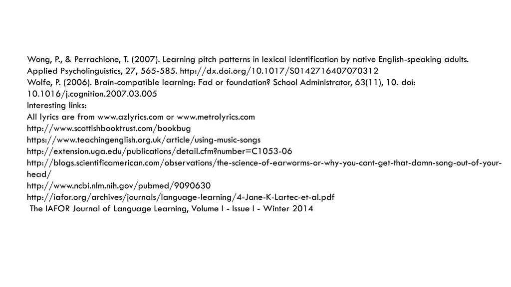 wong p perrachione t 2007 learning pitch patterns