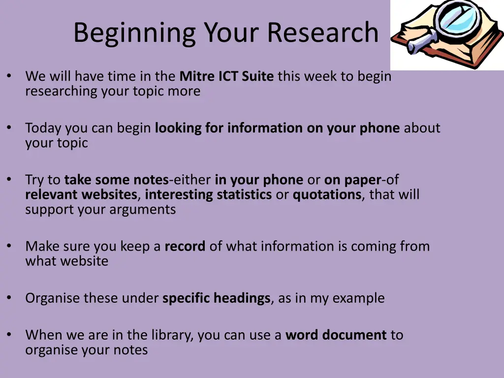 beginning your research