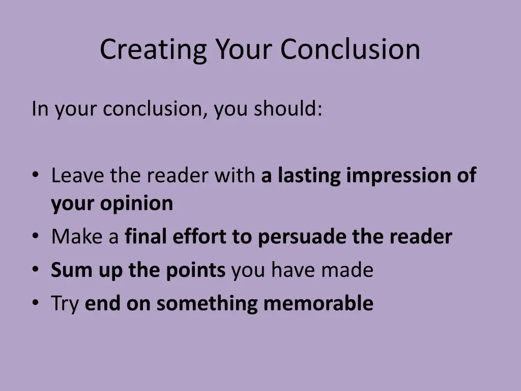 creating your conclusion