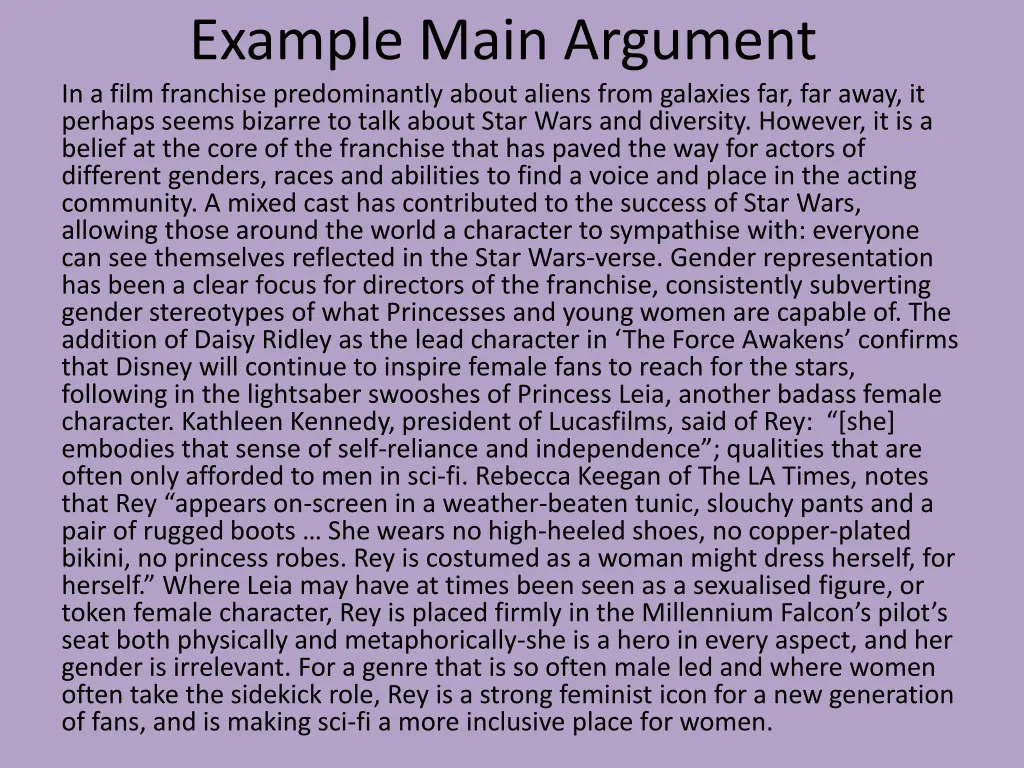 example main argument in a film franchise