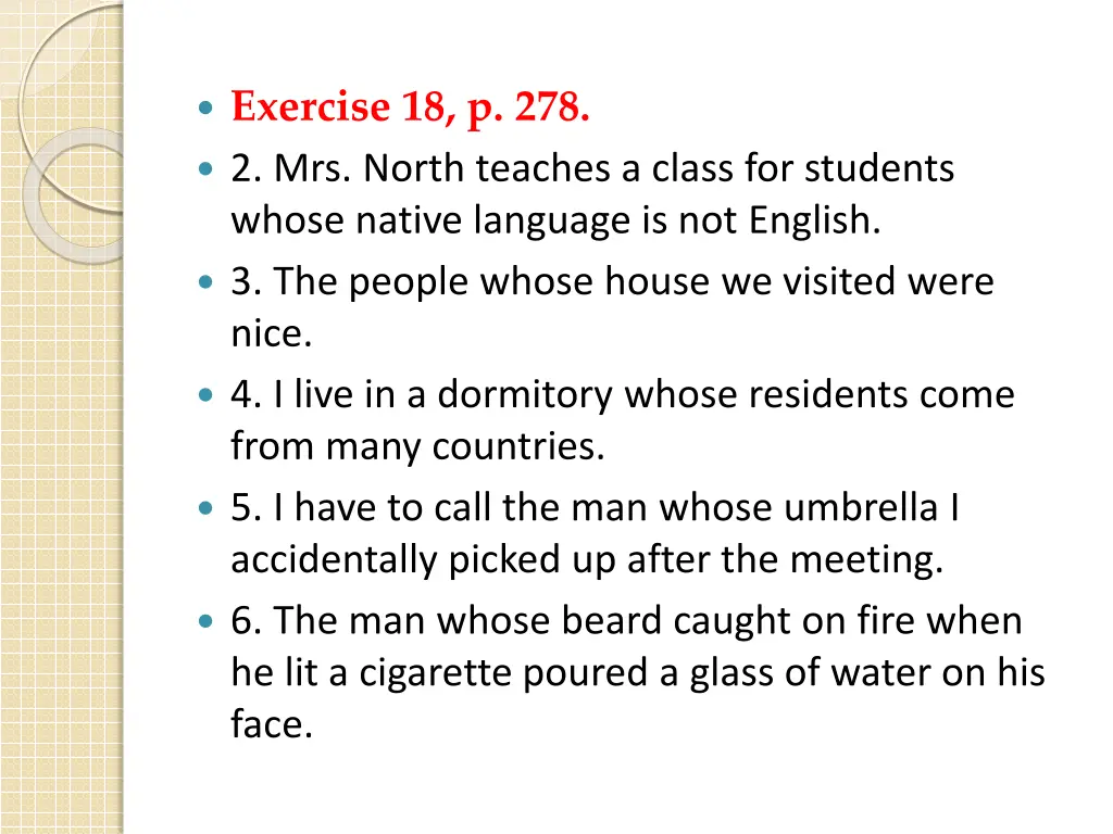 exercise 18 p 278 2 mrs north teaches a class