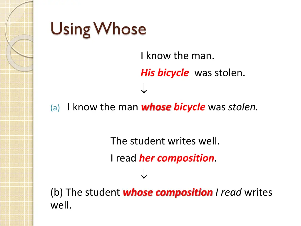 using whose