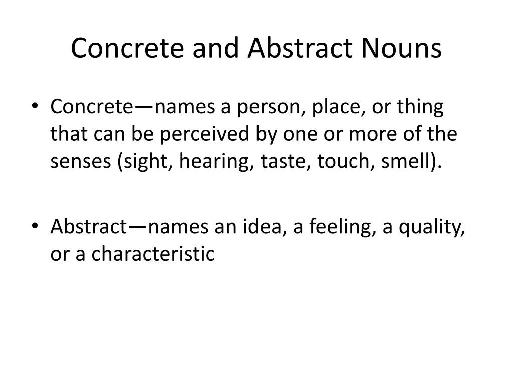 concrete and abstract nouns