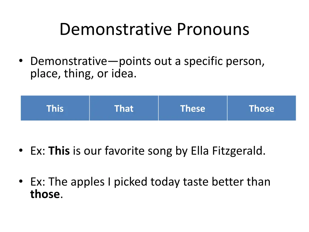 demonstrative pronouns