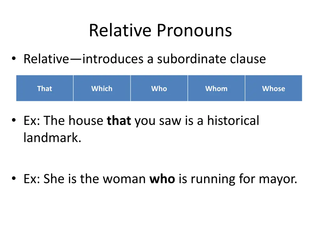 relative pronouns