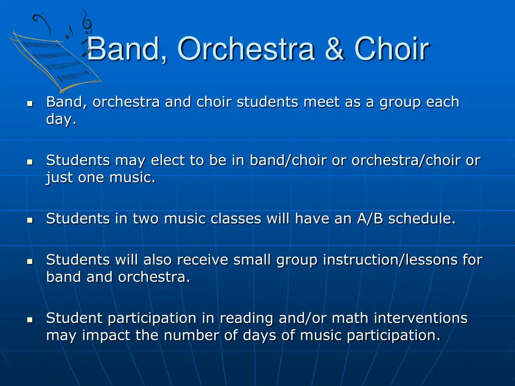 band orchestra choir