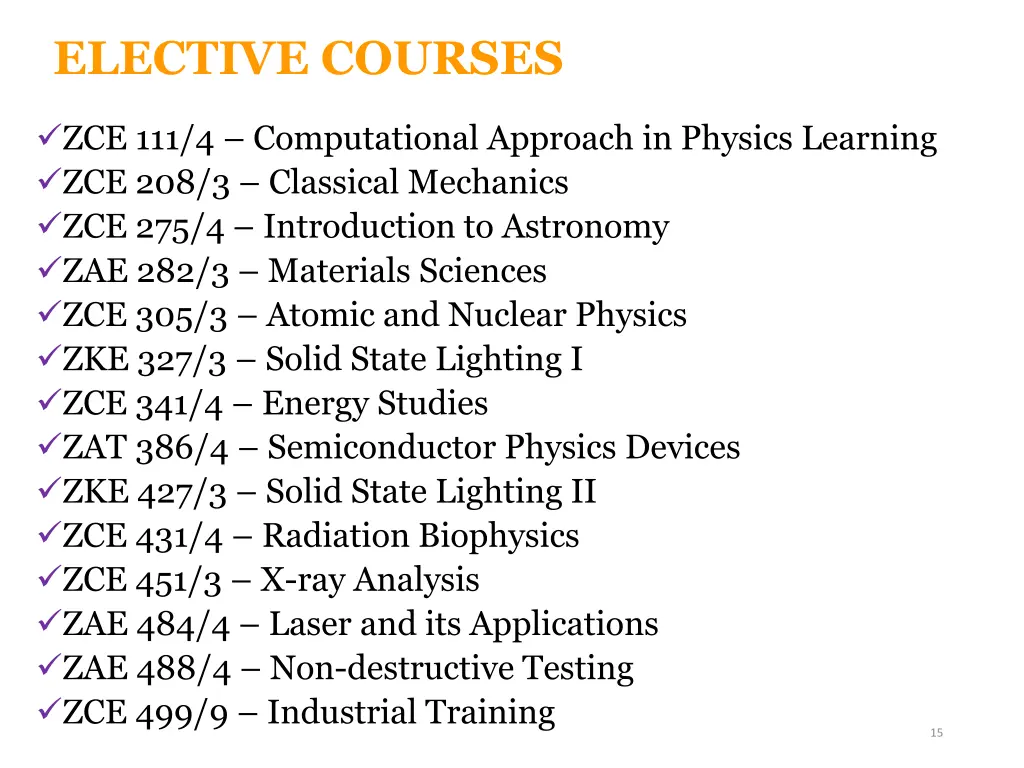 elective courses