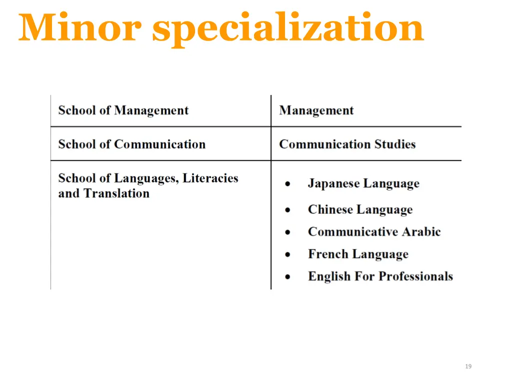 minor specialization 1