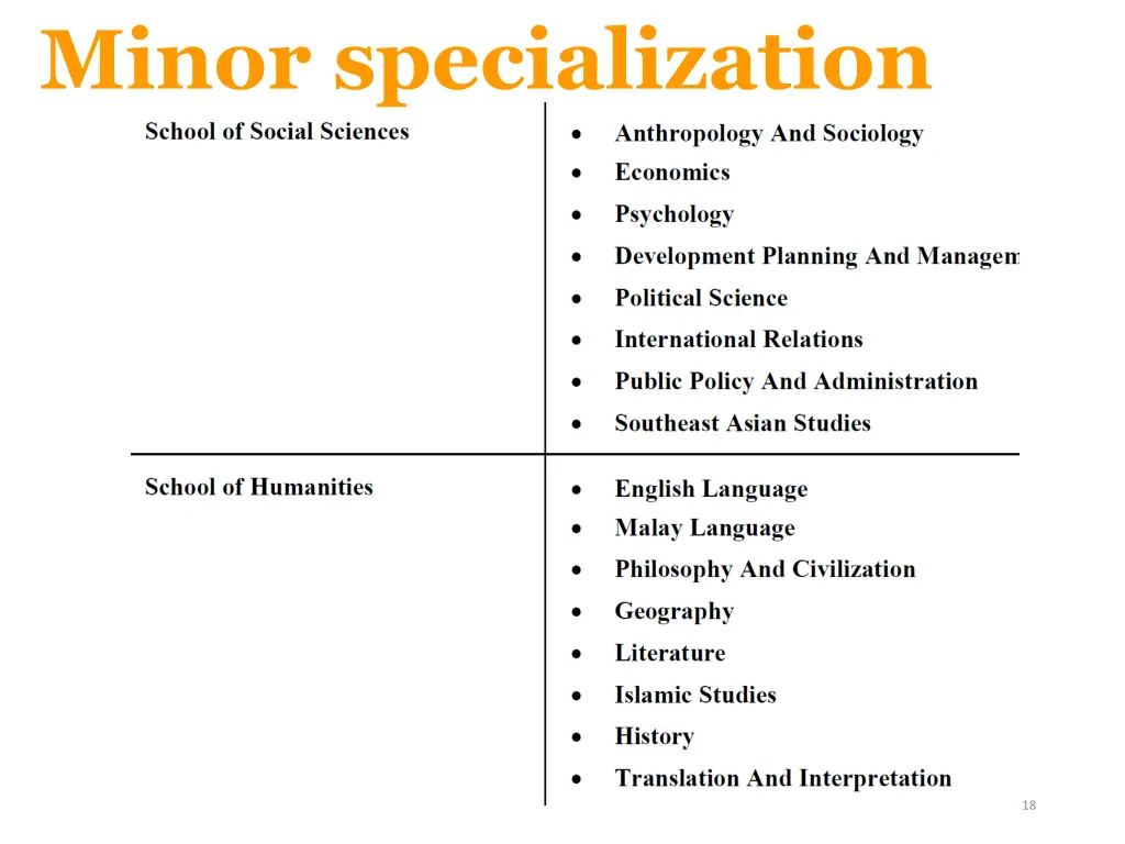 minor specialization