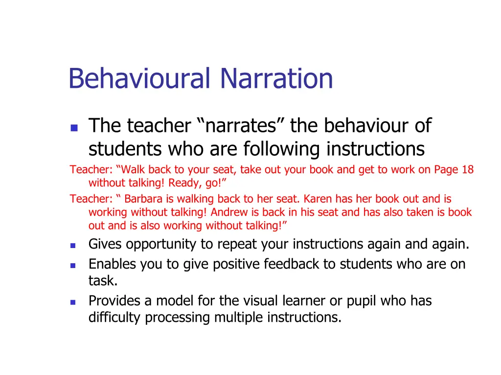 behavioural narration