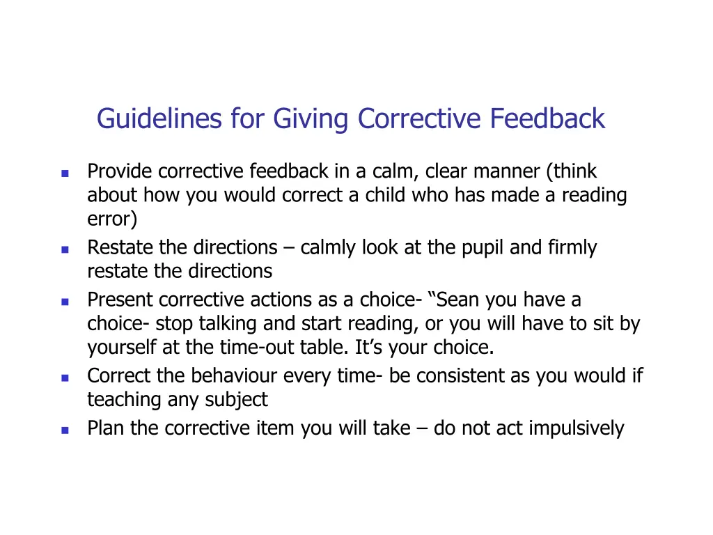 guidelines for giving corrective feedback