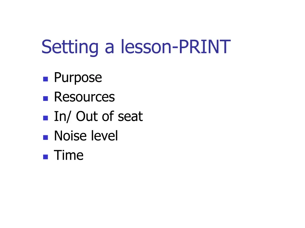 setting a lesson print