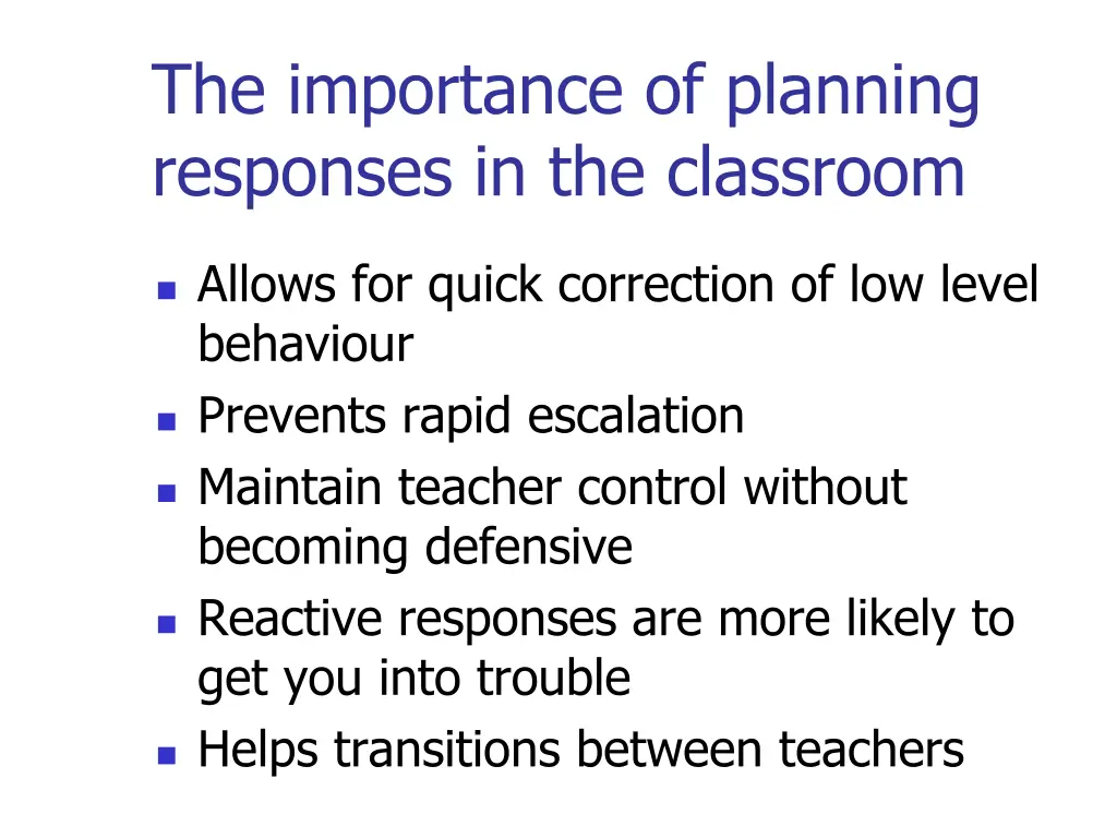 the importance of planning responses