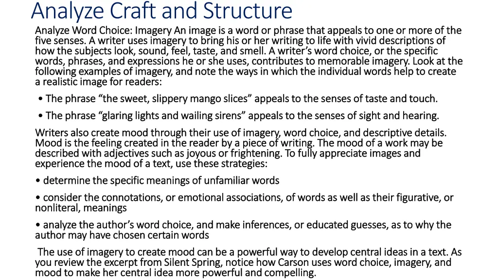 analyze craft and structure analyze word choice