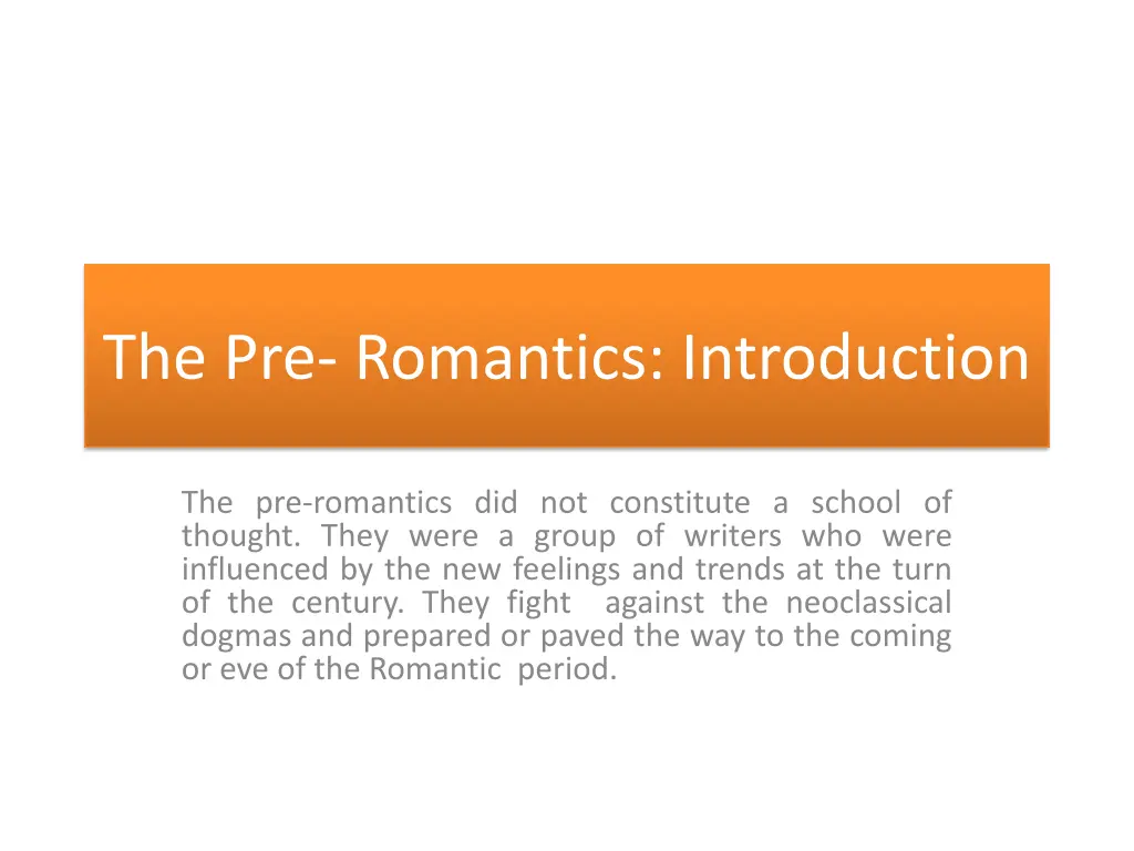 the pre romantics introduction 2