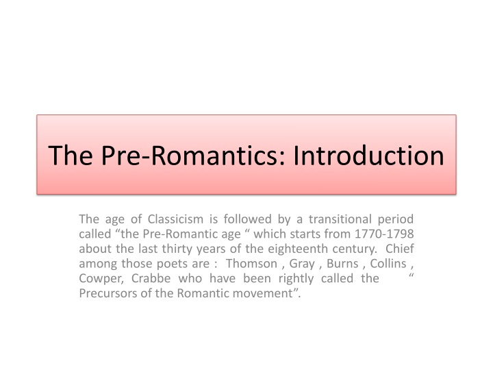 the pre romantics introduction