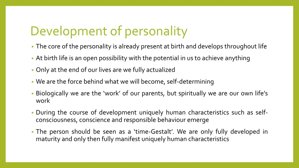 development of personality