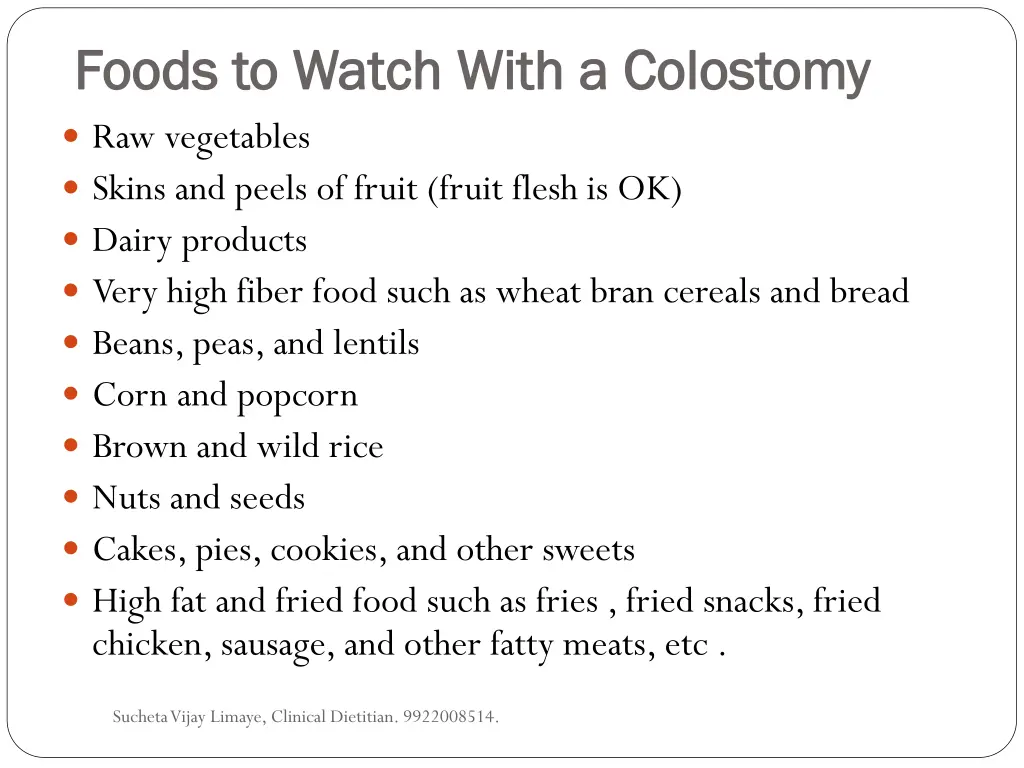 foods to watch with a colostomy foods to watch