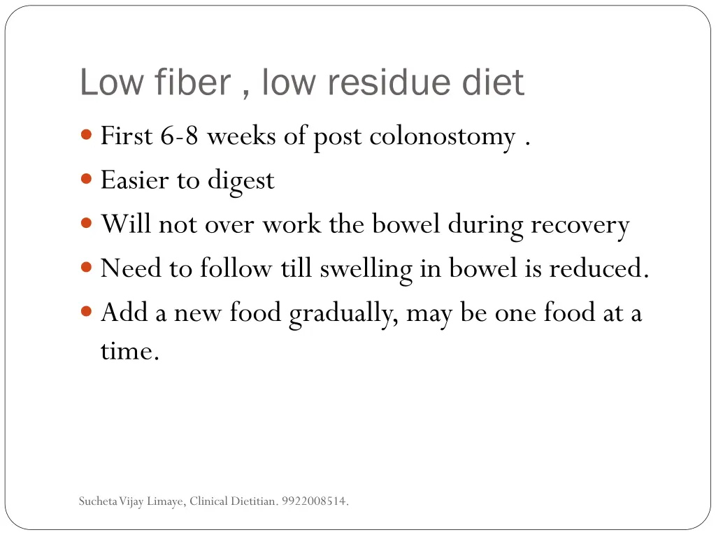 low fiber low residue diet