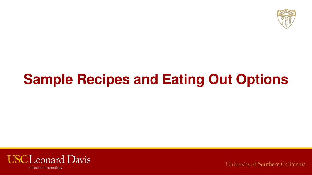 sample recipes and eating out options