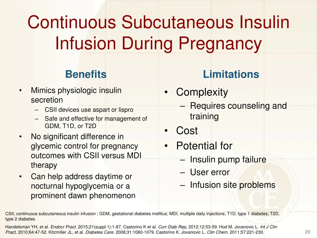 continuous subcutaneous insulin infusion during