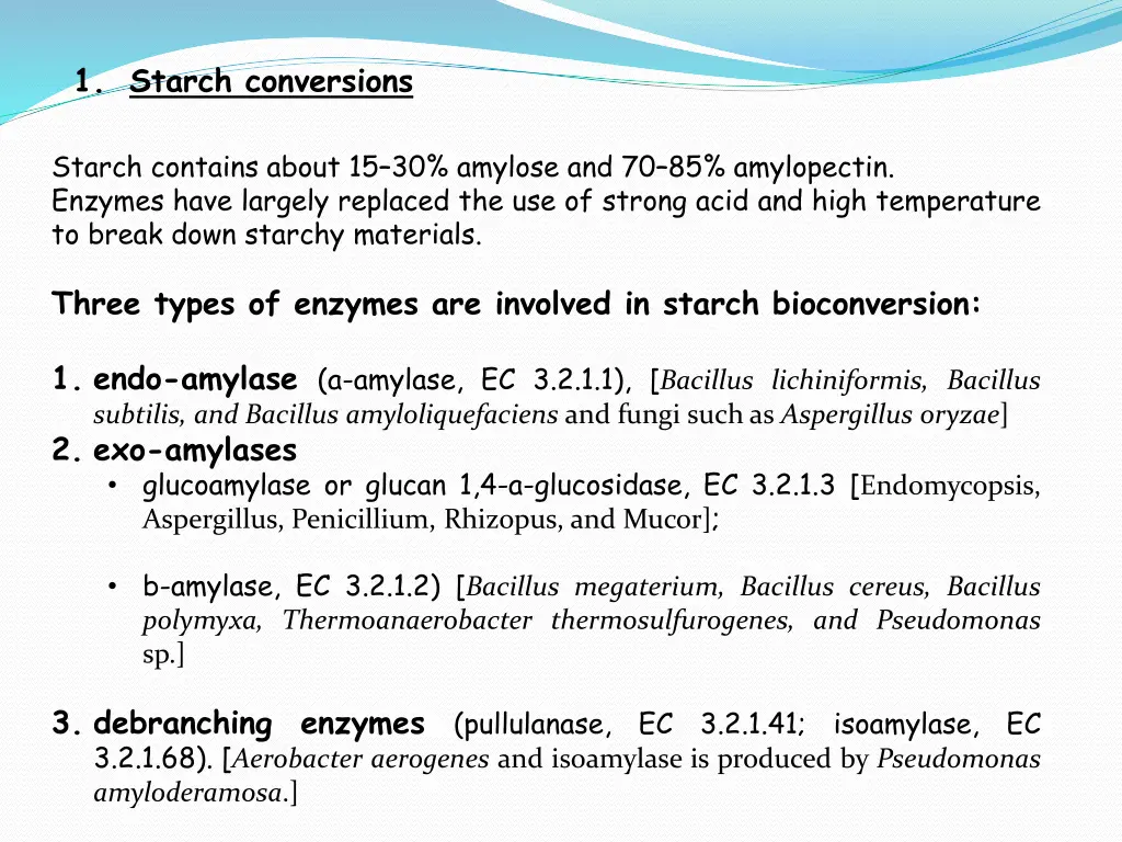 1 starch conversions