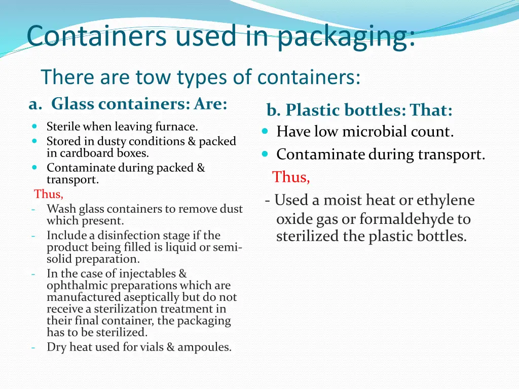 containers used in packaging