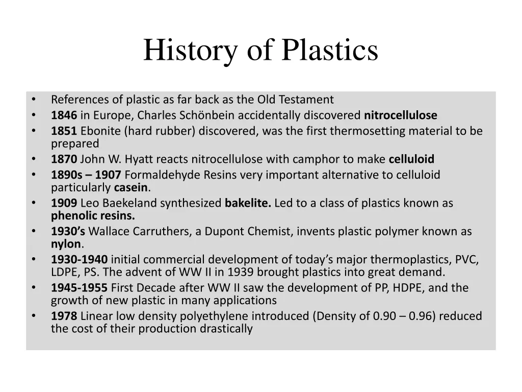 history of plastics