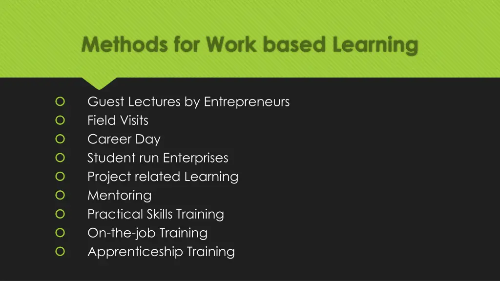 methods for work based learning