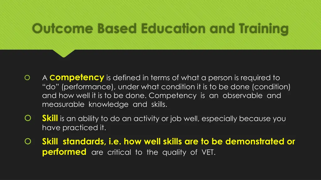 outcome based education and training