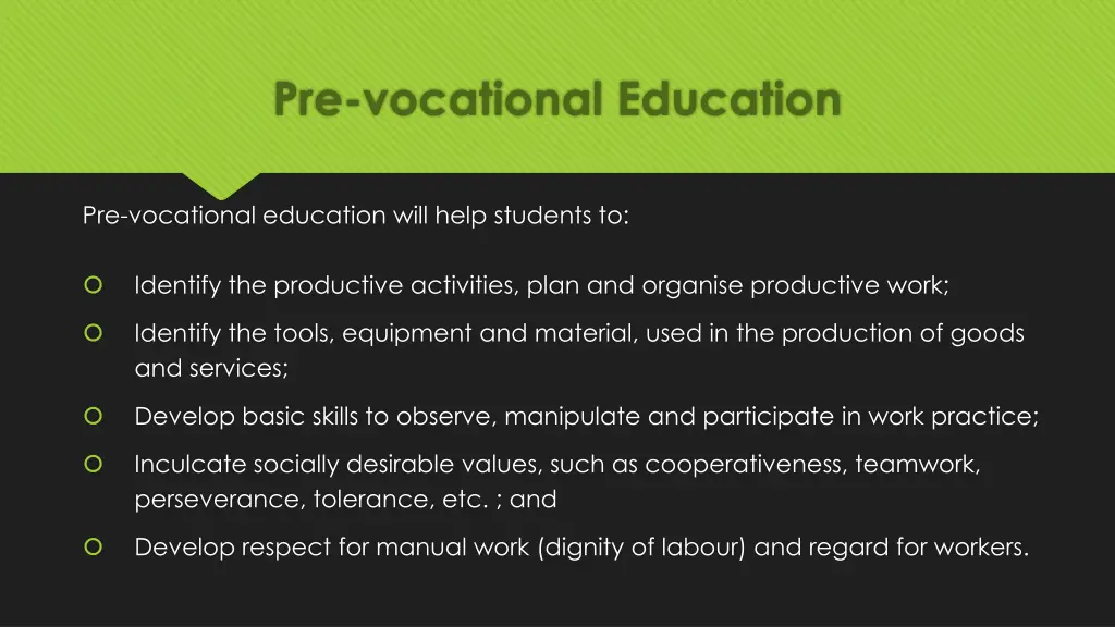 pre vocational education