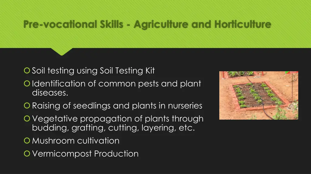 pre vocational skills agriculture and horticulture