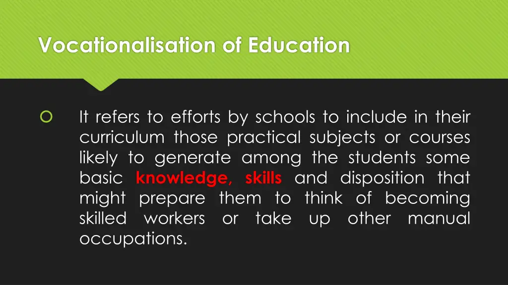 vocationalisation of education