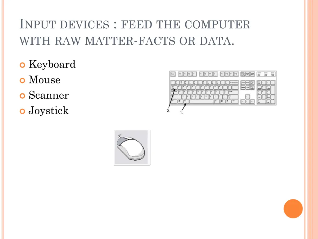 i nput devices feed the computer with raw matter