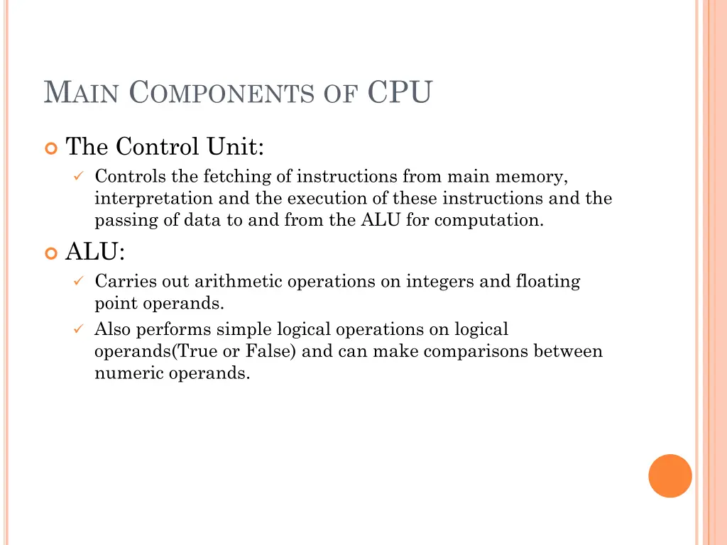 m ain c omponents of cpu