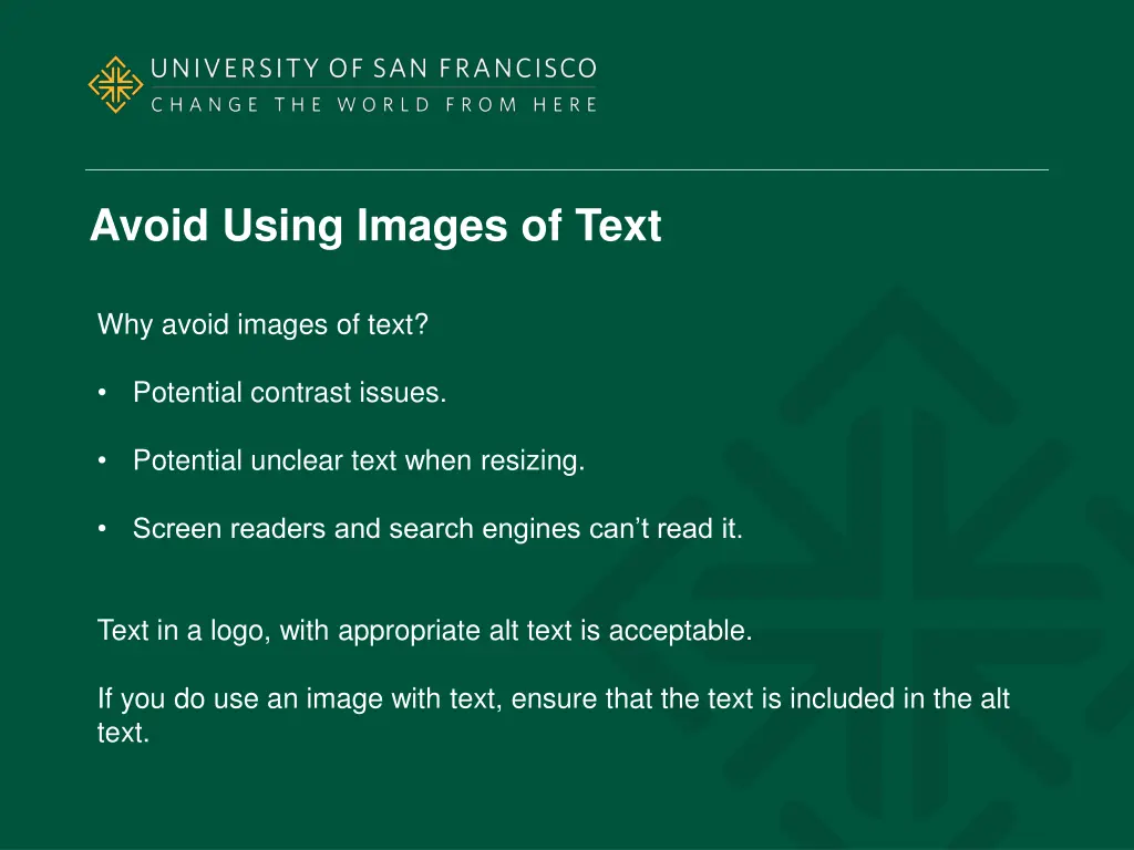 avoid using images of text