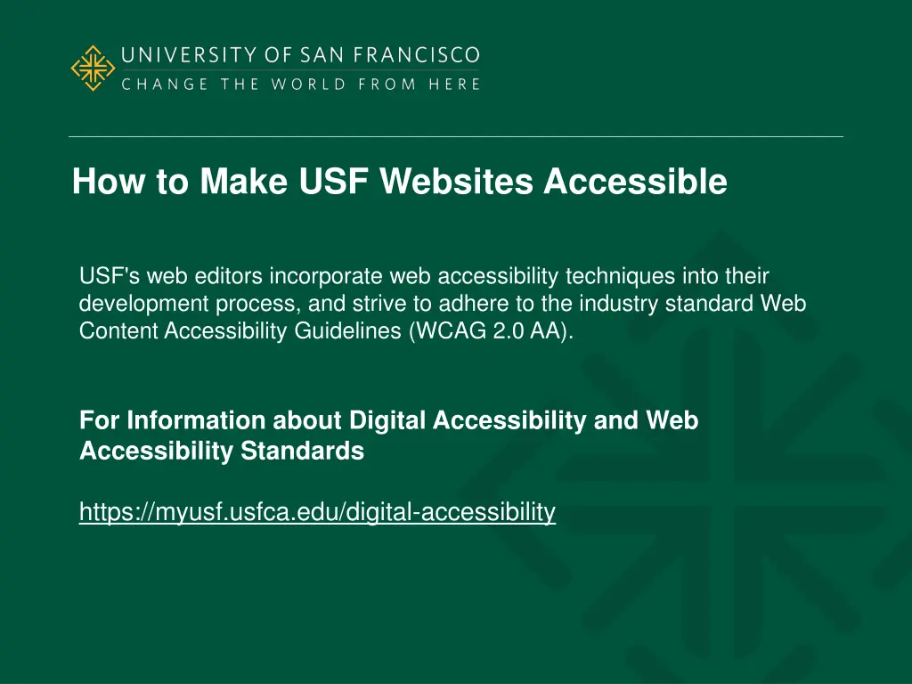 how to make usf websites accessible