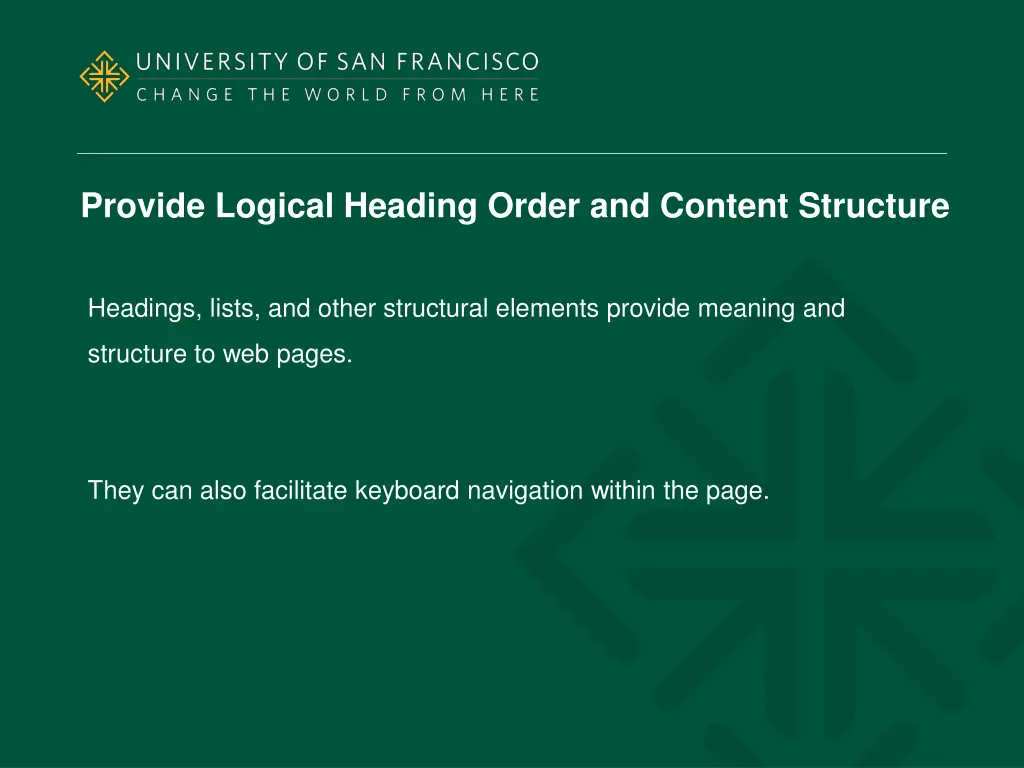 provide logical heading order and content