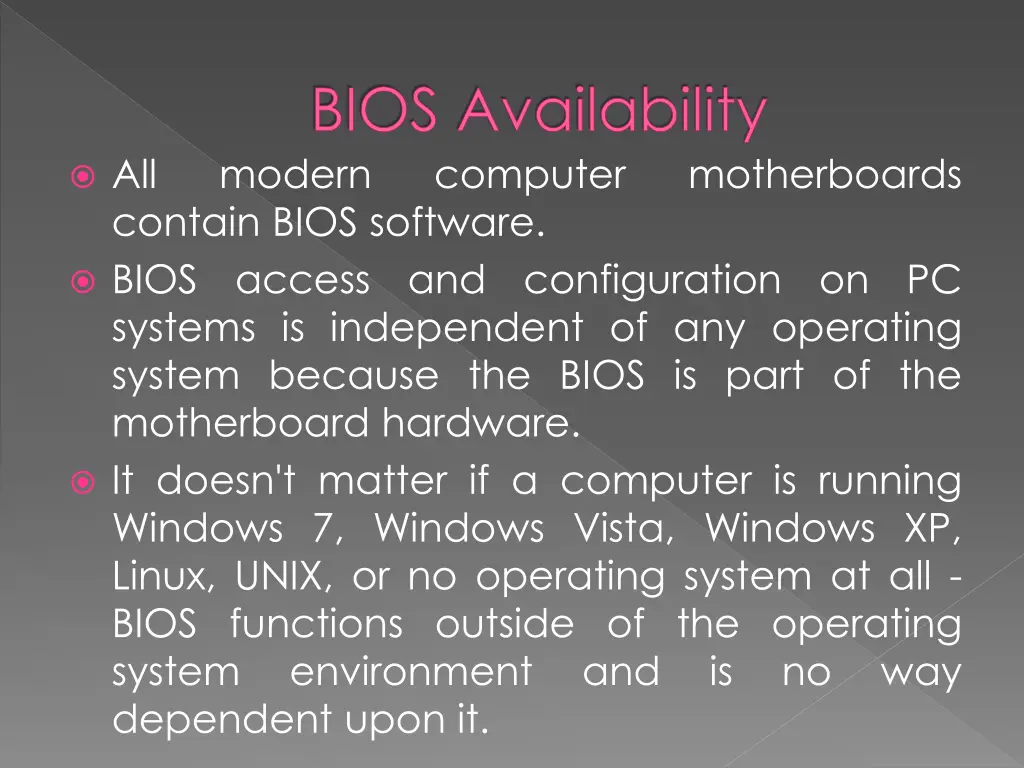 bios availability modern computer contain bios