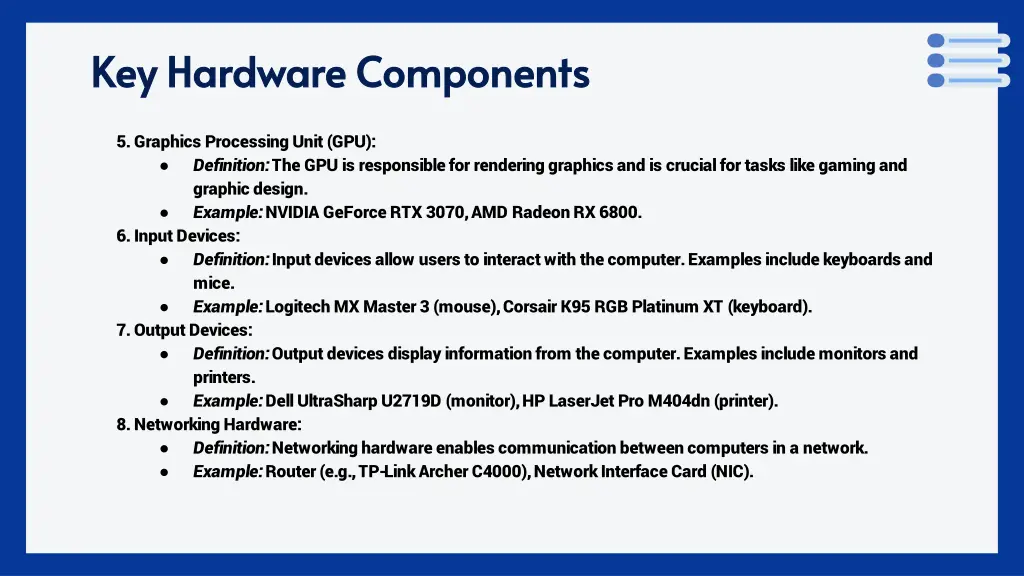 key hardware components key hardware components 1