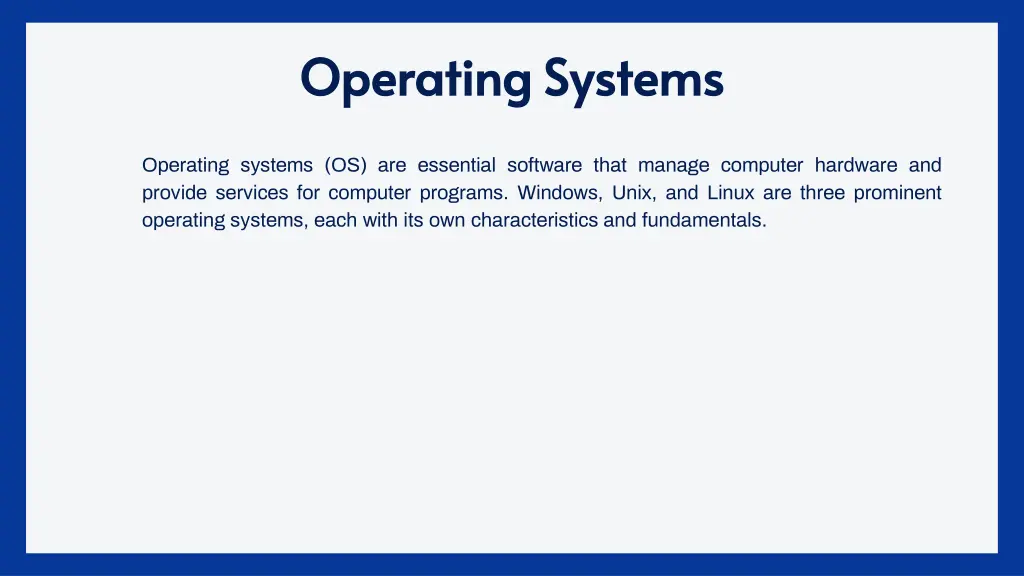 operating systems operating systems