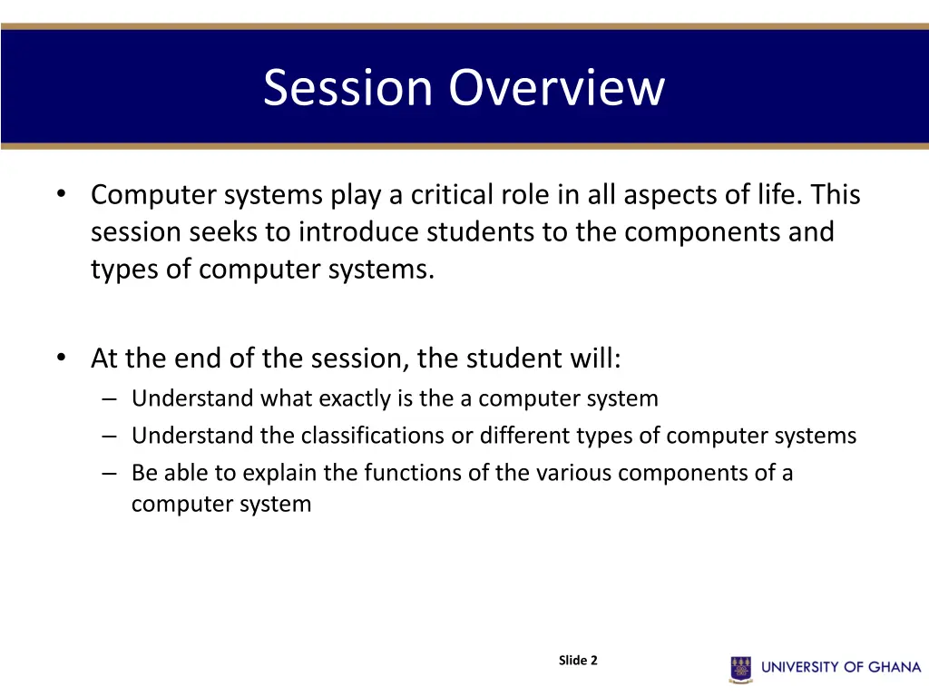 session overview