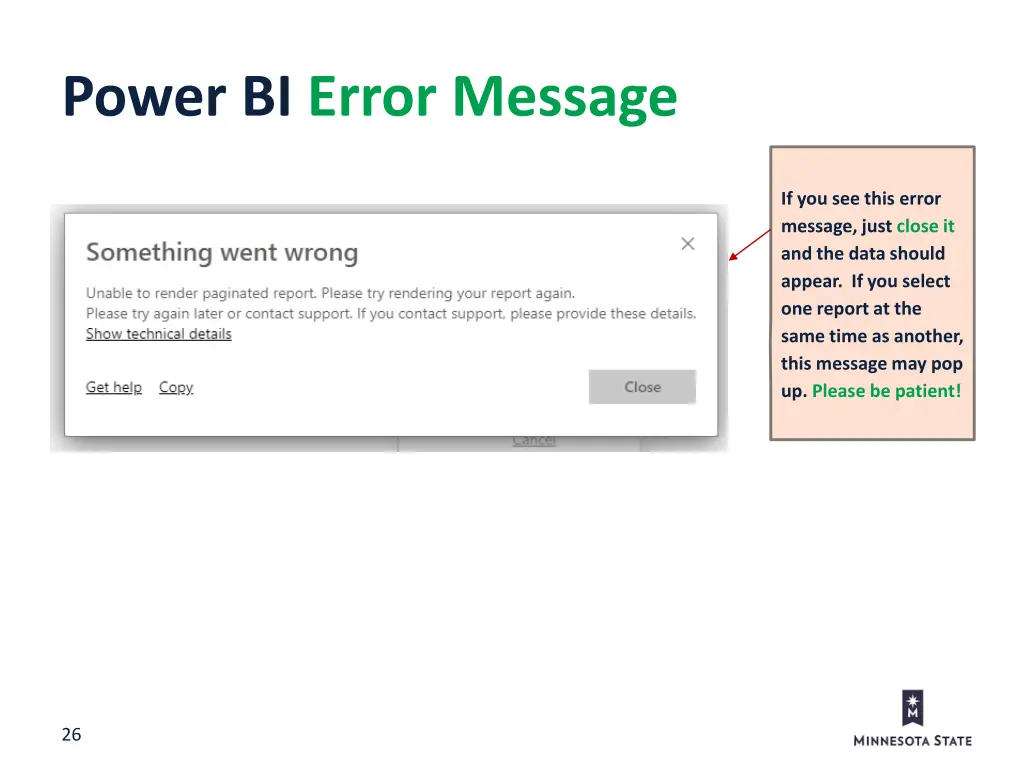 power bi error message